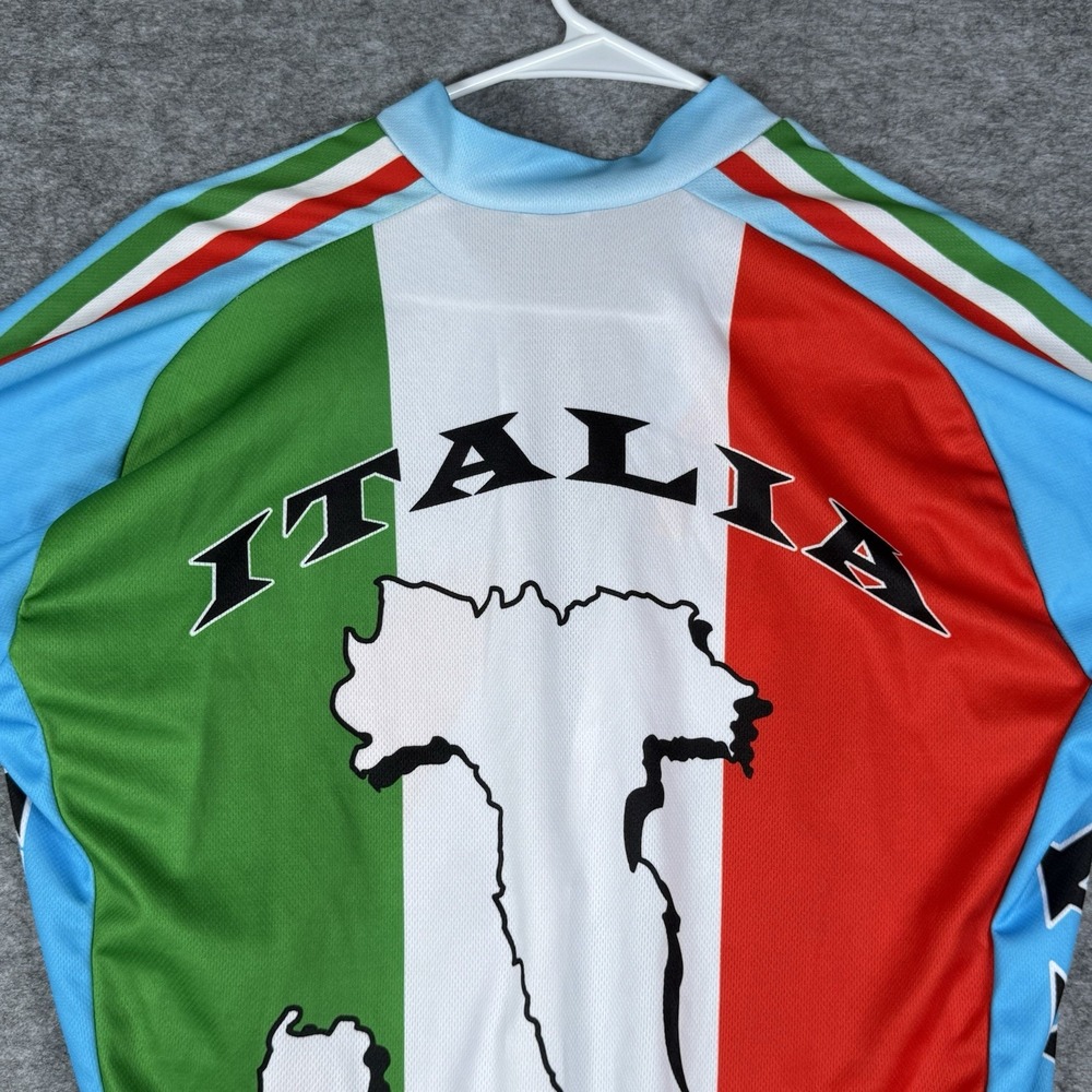 Italia Cycling Jersey Mens L Back Pockets Polyester Blue Italy Flag Print - Picture 12 of 16